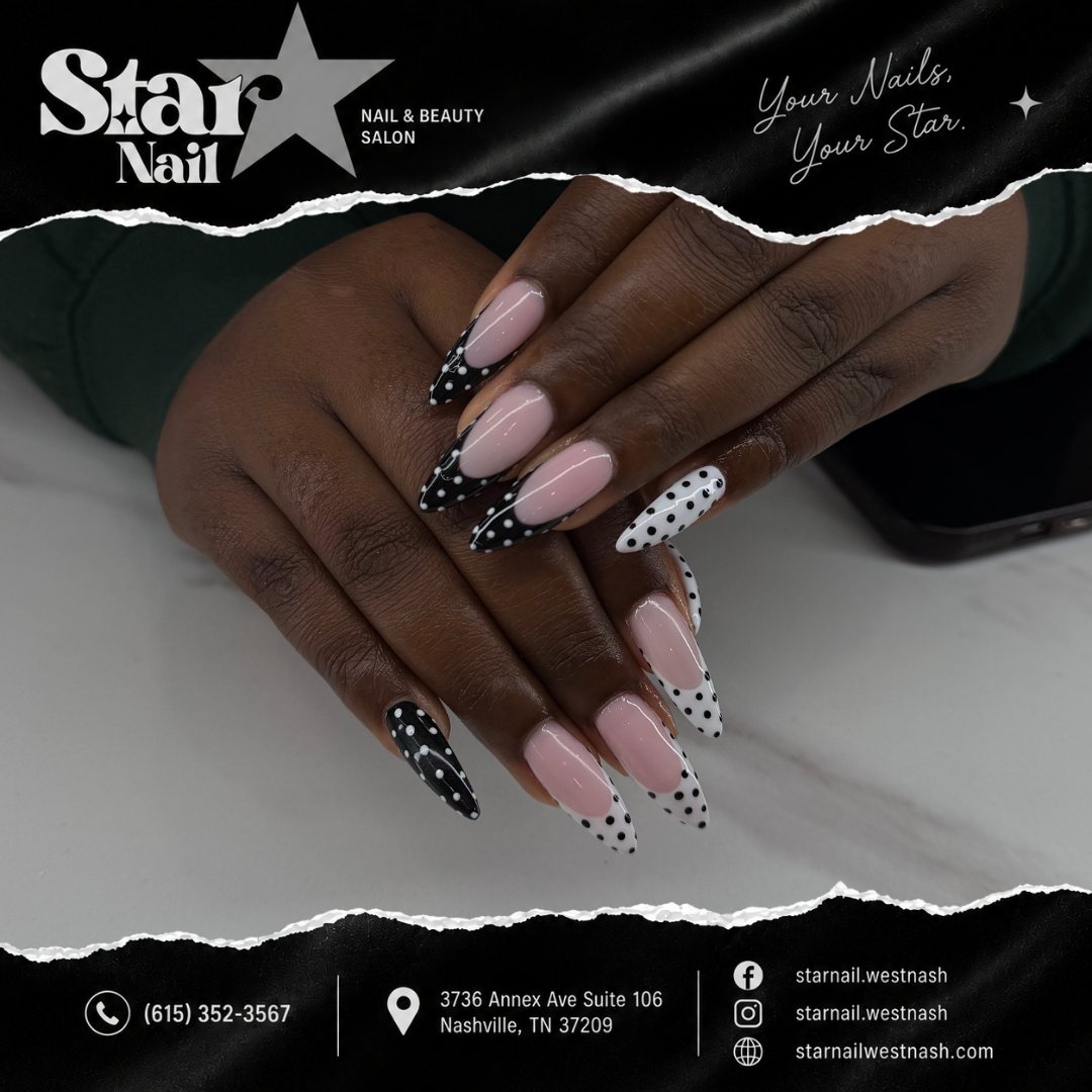 Acrylic full set with clean shaping from Star Nail, nail salon in West Nashville TN