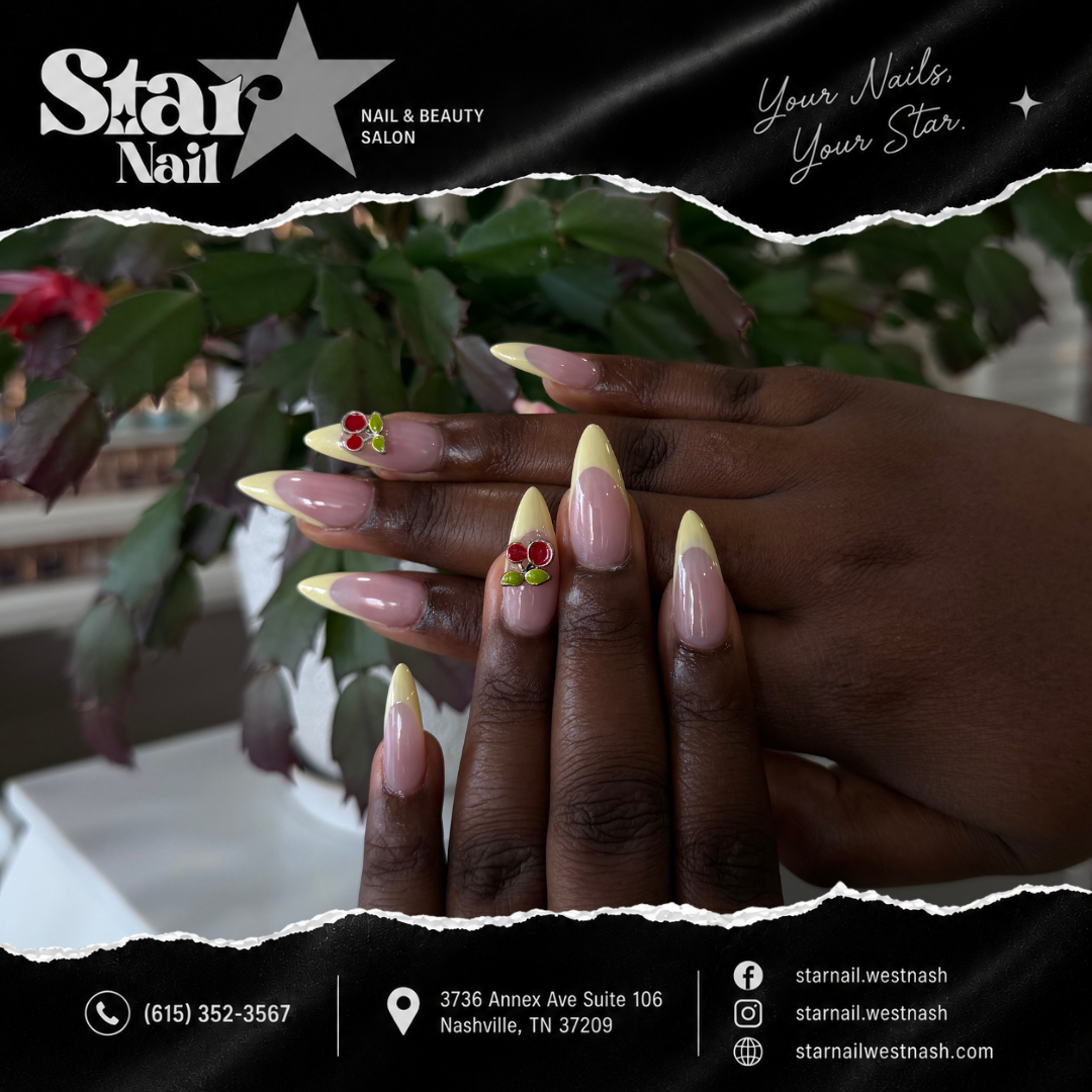 Seasonal nail design with detailed accents by Star Nail Nail & Beauty Salon, West Nashville