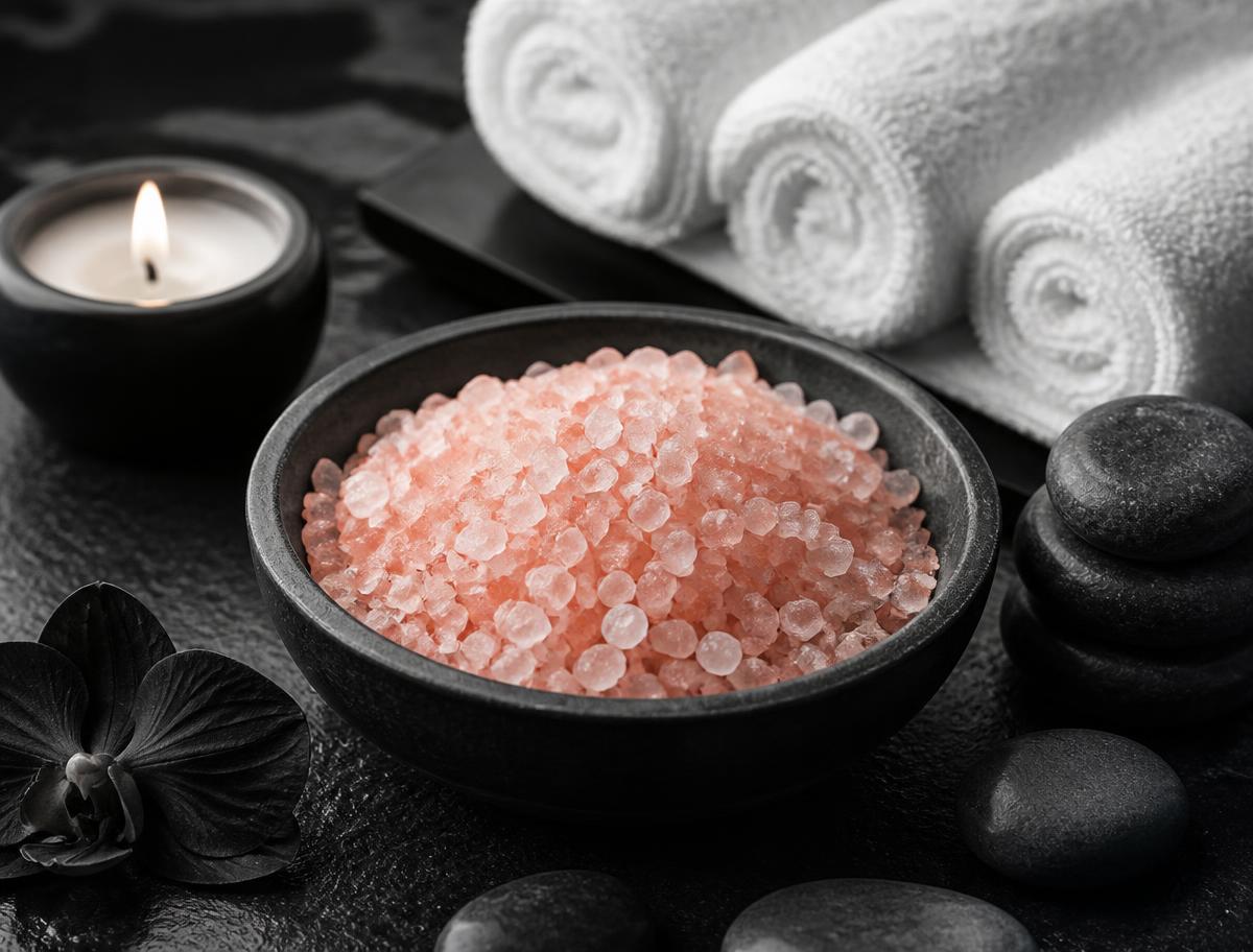 Himalayan salt, hot stones and warm towels prepared for a pedicure at Star Nail